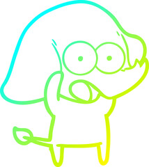 cold gradient line drawing cute cartoon elephant