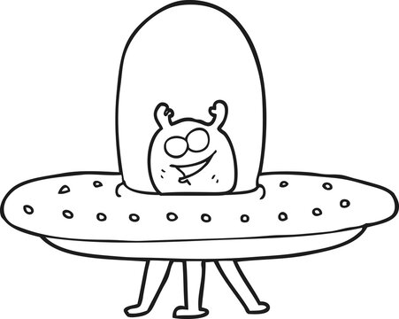black and white cartoon space alien