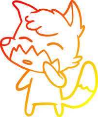 warm gradient line drawing cartoon fox
