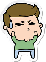 sticker of a cartoon frustrated man