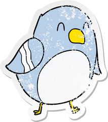 distressed sticker of a cartoon bird
