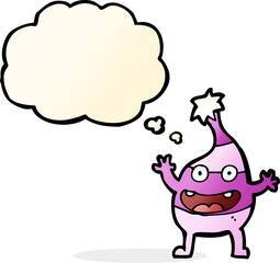 cartoon funny creature with thought bubble