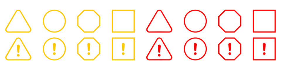 Caution warning signs set. Exclamation marks