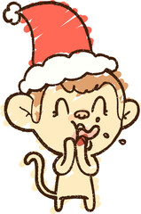 Christmas Monkey Chalk Drawing