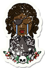 crying human rogue with natural one d20 roll grunge sticker