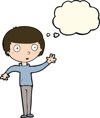 cartoon staring boy with thought bubble