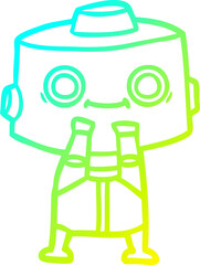 cold gradient line drawing cartoon robot