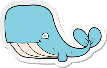 sticker of a cartoon happy whale