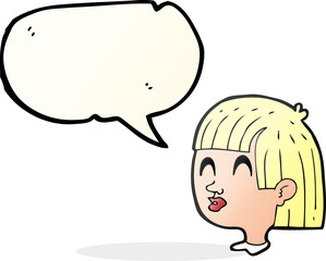 speech bubble cartoon female face