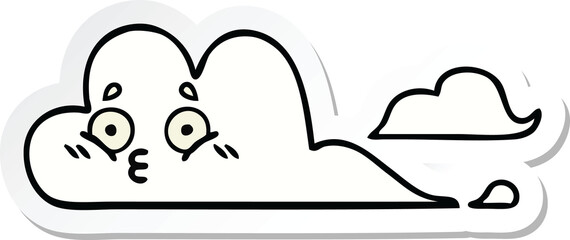 sticker of a cute cartoon white cloud