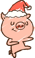 Christmas Pig Chalk Drawing