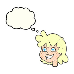 thought bubble cartoon female face