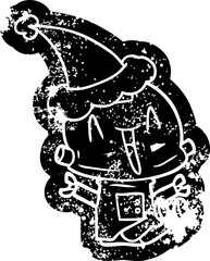 Fototapeta na wymiar cartoon icon of a robot wearing santa hat