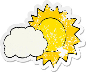 distressed sticker of a cartoon weather