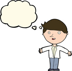 cartoon man in casual jacket with thought bubble