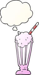 cartoon milkshake and thought bubble in smooth gradient style