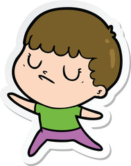 sticker of a cartoon grumpy boy