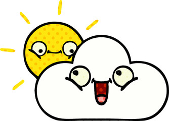 comic book style cartoon sunshine and cloud