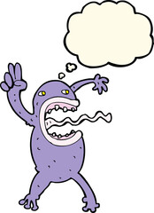 cartoon crazy frog with thought bubble