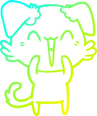 cold gradient line drawing happy little dog cartoon