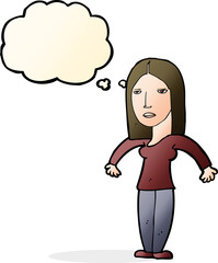 cartoon annoyed woman with thought bubble