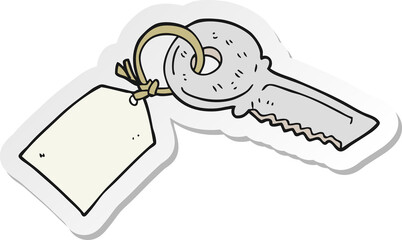 sticker of a cartoon key with tag