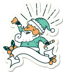 sticker of tattoo style santa claus christmas character celebrating