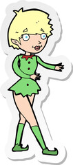sticker of a cartoon christmas elf woman