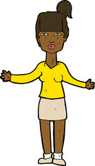 cartoon woman shrugging shoulders