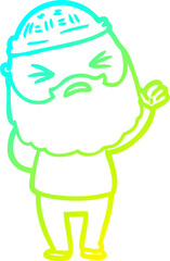 cold gradient line drawing cartoon man with beard