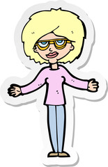 sticker of a cartoon woman wearing spectacles