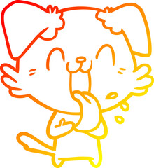 warm gradient line drawing cartoon panting dog