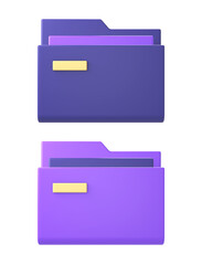 3d purple computer folder files icon for UI UX web mobile apps social media ads designs
