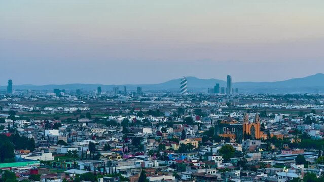 Sunset over the city of Puebla de Zaragoza,Mexico