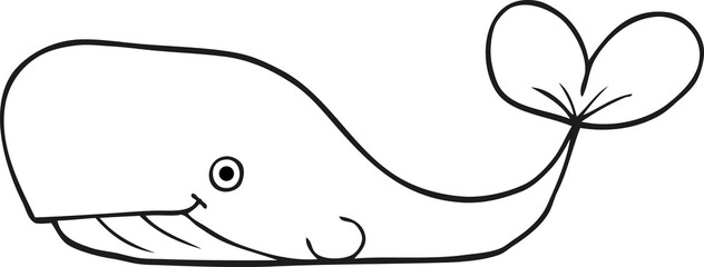 black and white cartoon whale