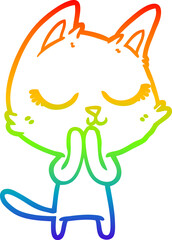 rainbow gradient line drawing calm cartoon cat