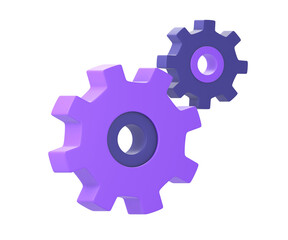 3d purple gear configuration setting icon for UI UX web mobile apps social media ads designs
