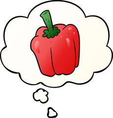 cartoon pepper and thought bubble in smooth gradient style