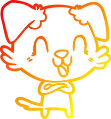warm gradient line drawing laughing cartoon dog