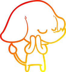 warm gradient line drawing cartoon smiling elephant