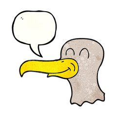 speech bubble textured cartoon seagull