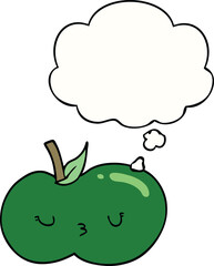 cartoon cute apple and thought bubble