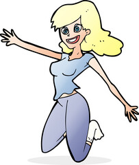 cartoon jumping woman