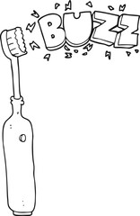 black and white cartoon electric tooth brush