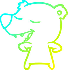 cold gradient line drawing cartoon bear