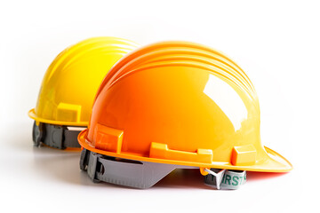 Construction helmet on whtie background, engineer safety concept.