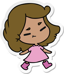 sticker cartoon of a cute kawaii girl