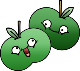 gradient shaded cartoon apples