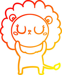 warm gradient line drawing cartoon lion