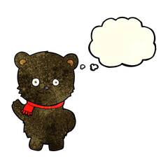 cute cartoon black bear with thought bubble